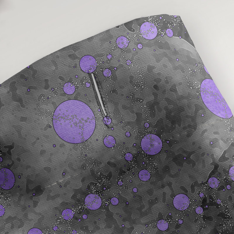 Rideau simple en planètes et étoiles, Mauve / Noir