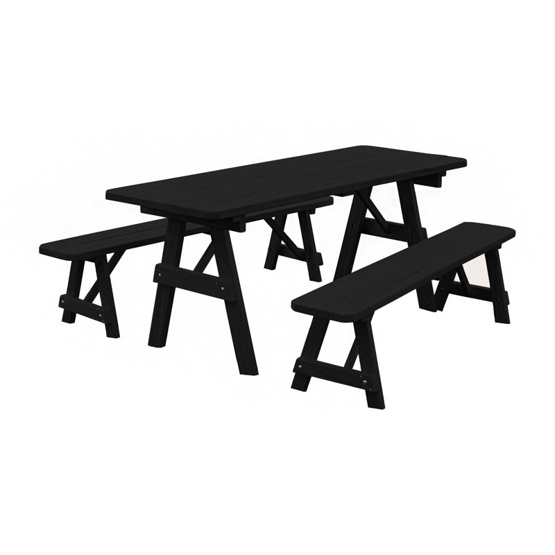 Patio Dining Set with Rectangular Table, Charcoal, 94 x 27 x 30