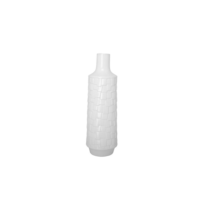 Vase en céramique blanc mat, H 20 po x l 6,5 po x P 6,5 po