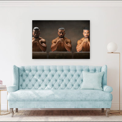 Intense Muscular Portrait Dramatic Abstract Contemporary Portrait Wall Art Print 1 Piece Wrapped Canvas Wall Art