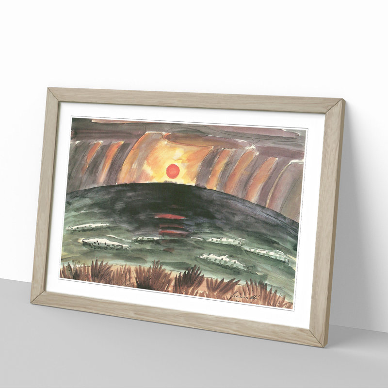 Sunset by Walter Gramatte - Picture Frame Painting, 36cm H x 48cm W x 2cm D, Oak Framed