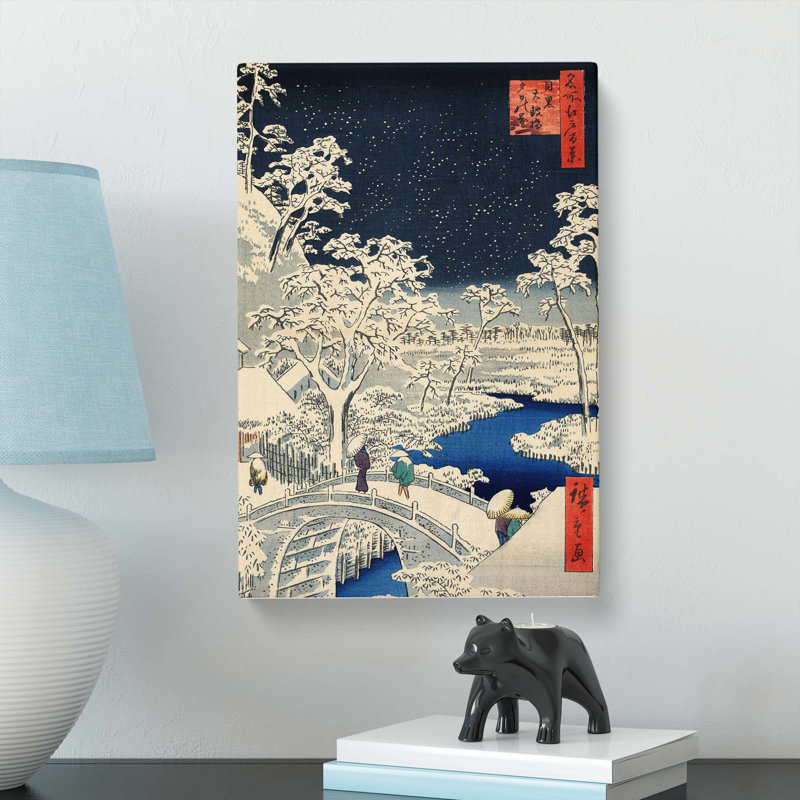 Meguro Drum Bridge And Sunset Hill by Utagawa Hiroshige - Wrapped Canvas, 76cm H x 50cm W x 3cm D