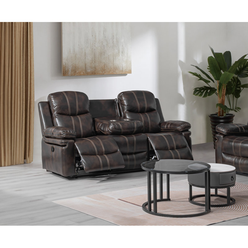 Canessa 79'' Faux Leather Reclining Sofa, Manual - Push Button
