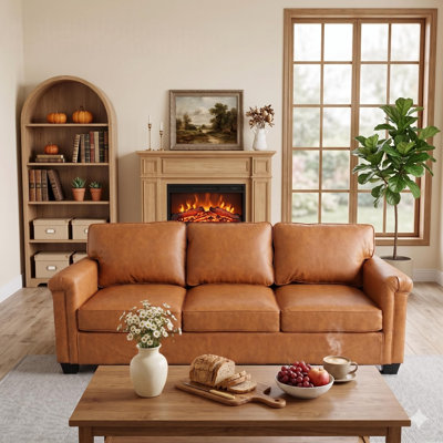 88.98'' Faux Leather Sofa