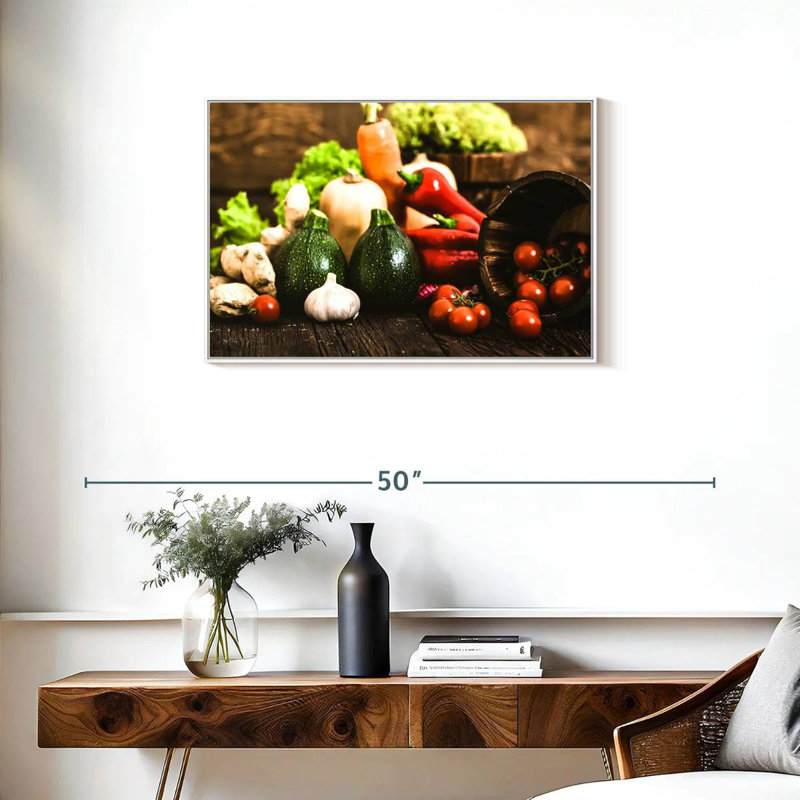 Légumes frais de la ferme, 31 po x 21 po, Cadre flottant blanc