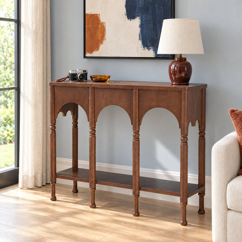 Console en bois massif avec rangement, 35.4" H x 47.24" W x 12.6" D, Brun