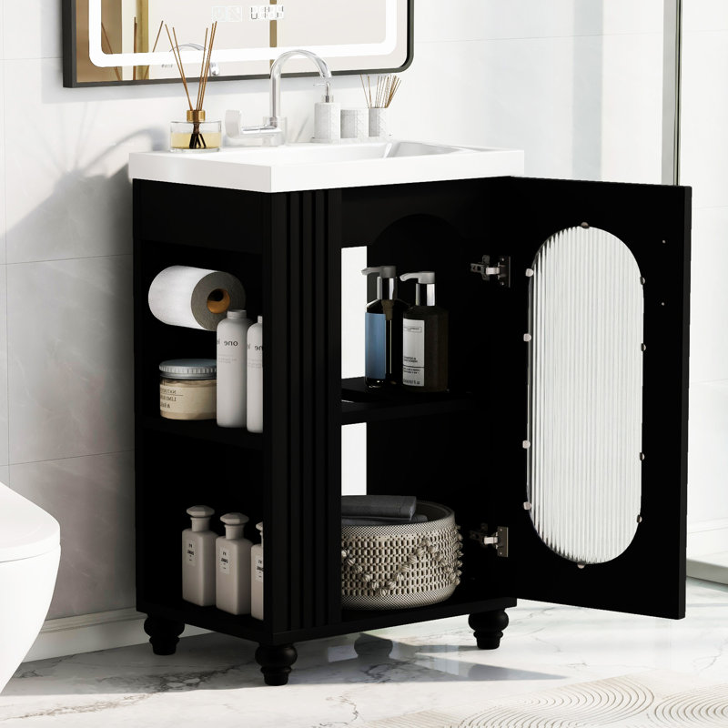 Meuble-lavabo de 20 po avec lavabo en céramique, porte, meuble-lavabo