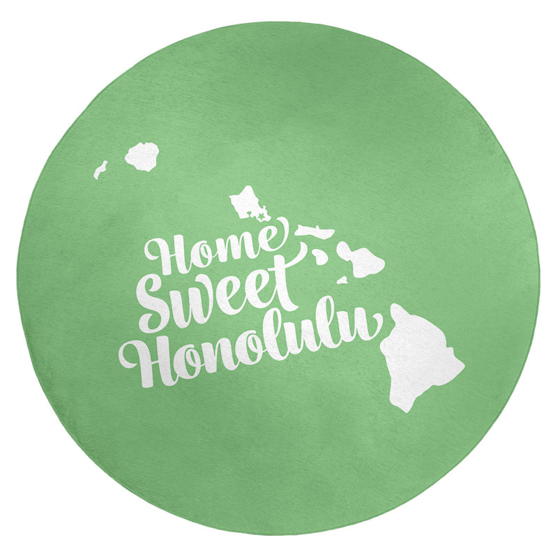 Tapis en poly-chenille honolulu hawaii, Rond 5 pi
