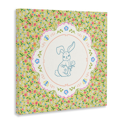 Floral Spring Bunny & Sprig Canvas, conception par Angela Steahling