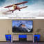 Meuble télé Biplane avec grand espace de rangement et télécommande pour lumières DEL, centre de divertissement moderne pour téléviseurs de 60 à 69 po, console noire