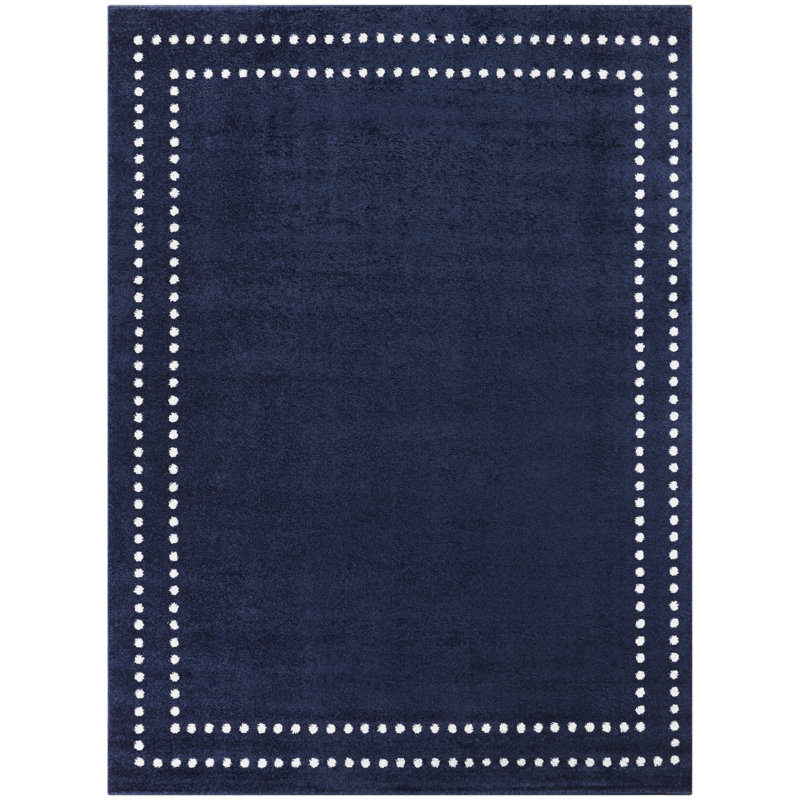 Tapis bleu marine en polypropylène tissé à la machine Toston, Rectangle 5 pi 3 po x 7 pi