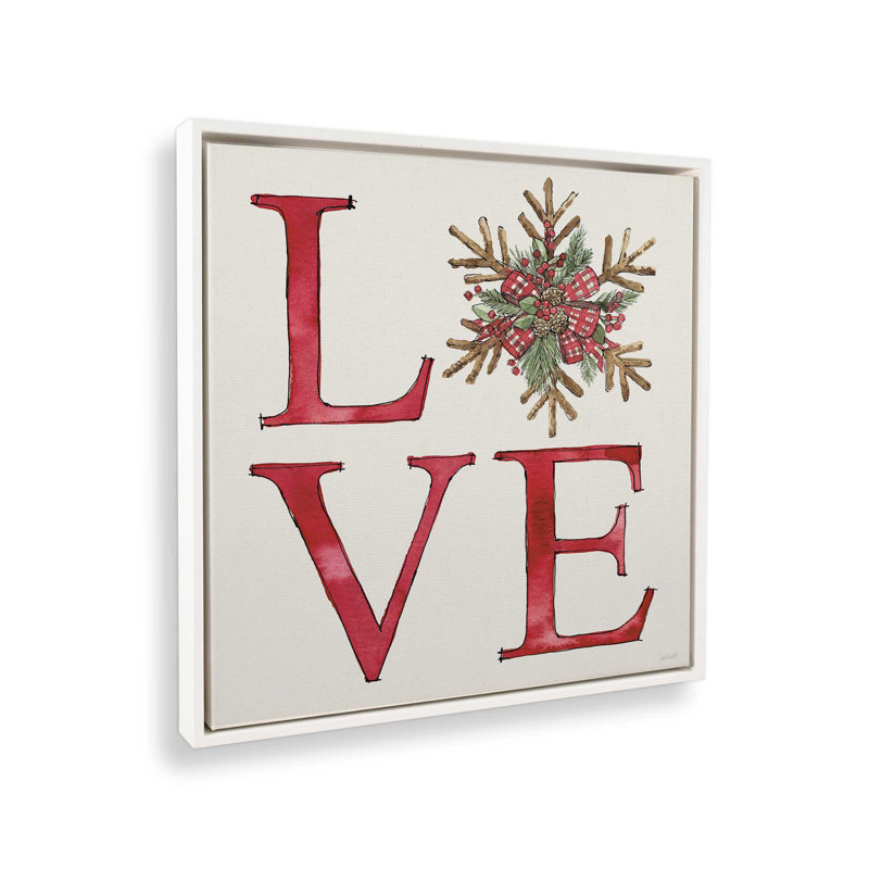 «Holiday Love», impression sur toile encadrée, Cadre flottant blanc opaque, H 32,75 po x l 32,75 po x P 1,75 po