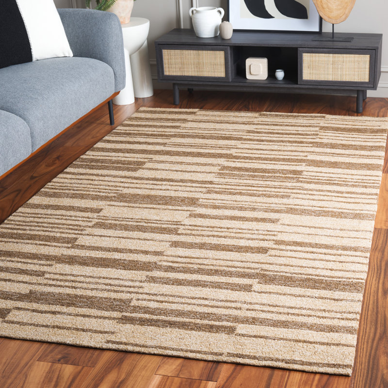 Tapis rayé en jute de coton Esen, Rectangle 5 pi x 8 pi