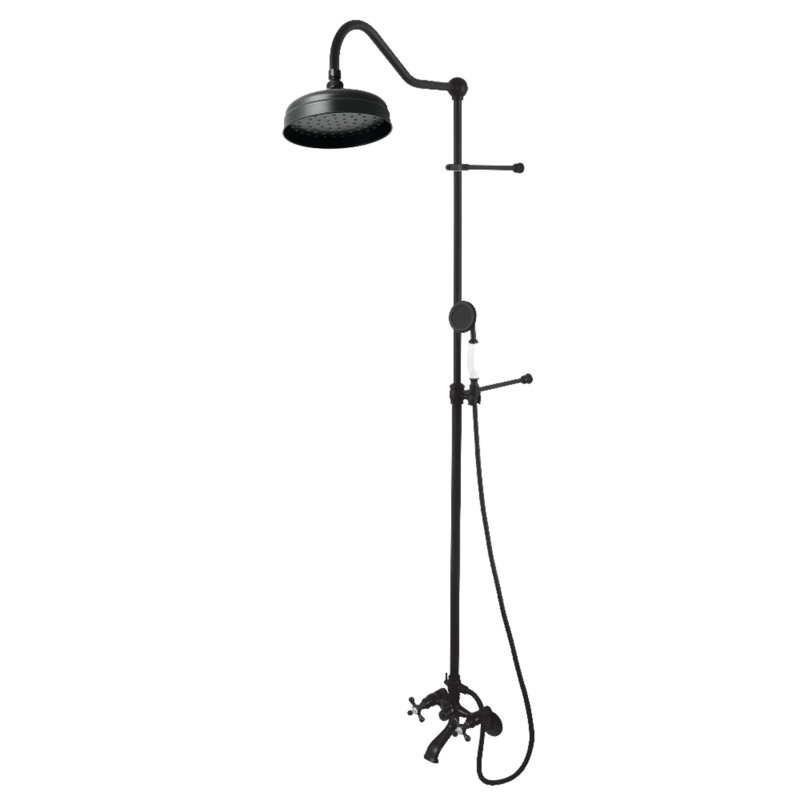 Kingston Brass Vintage Two-Handle 2-Hole Wall Mount Clawfoot Tub Faucet Package with Shower Combo and Hand Shower