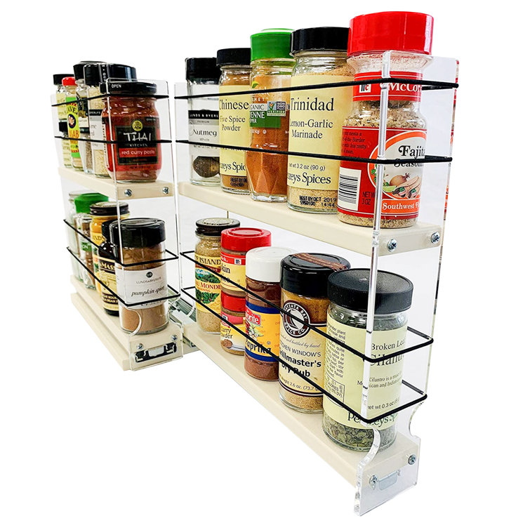 Vertical Spice 4-Shelf Cream Cabinet Mount Spice Rack 22x2x11DC