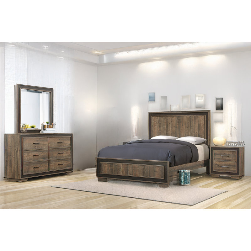 Oceane Mahogany Rustic Panel Bedroom Set, Double