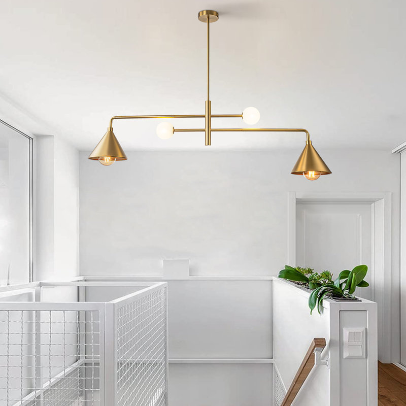 4 - Light Gold Kitchen Island Pendant, Gold