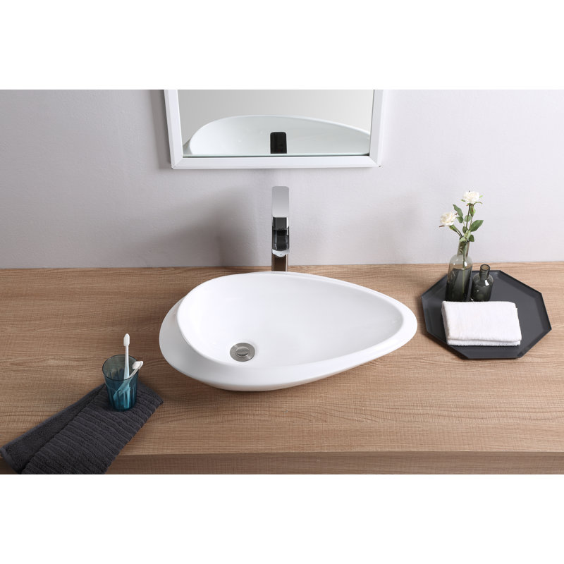 Vitreous China Oval Vessel Bathroom Sink