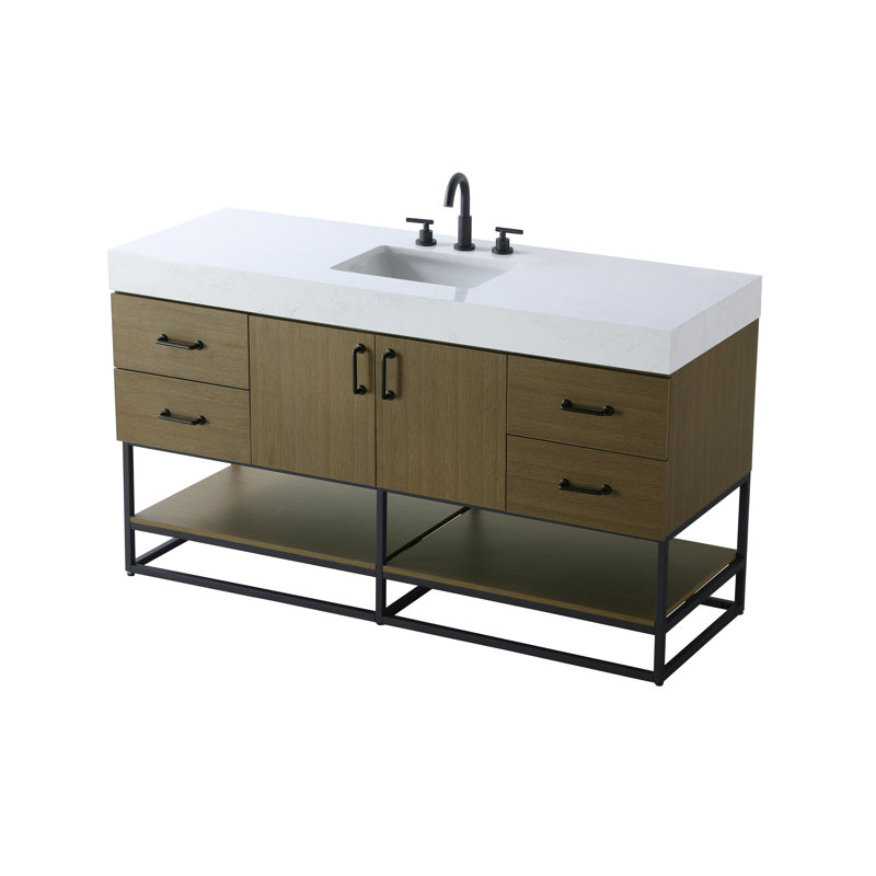 Meuble-lavabo simple 60 po, Brun châtaigne