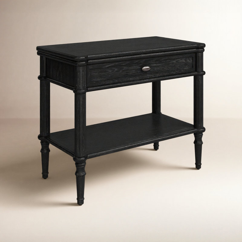 Susie 32'' W Solid Wood Nightstand, Distressed Black