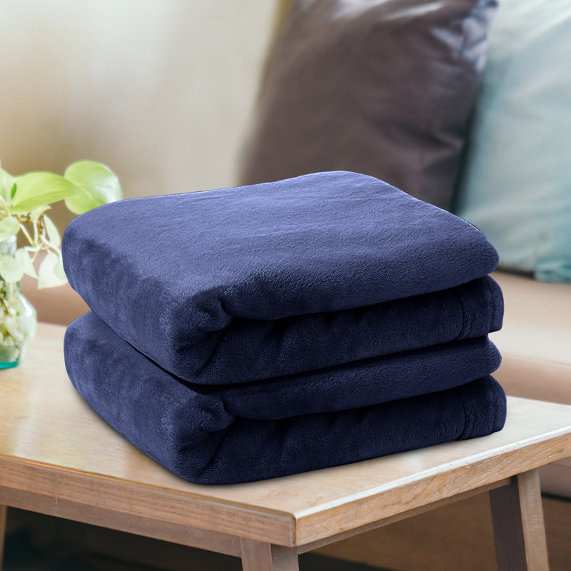 Plush Mink Fleece Blanket – Ultra-Soft, Lightweight Throw For All Seasons, Navy, 130cm x 150cm