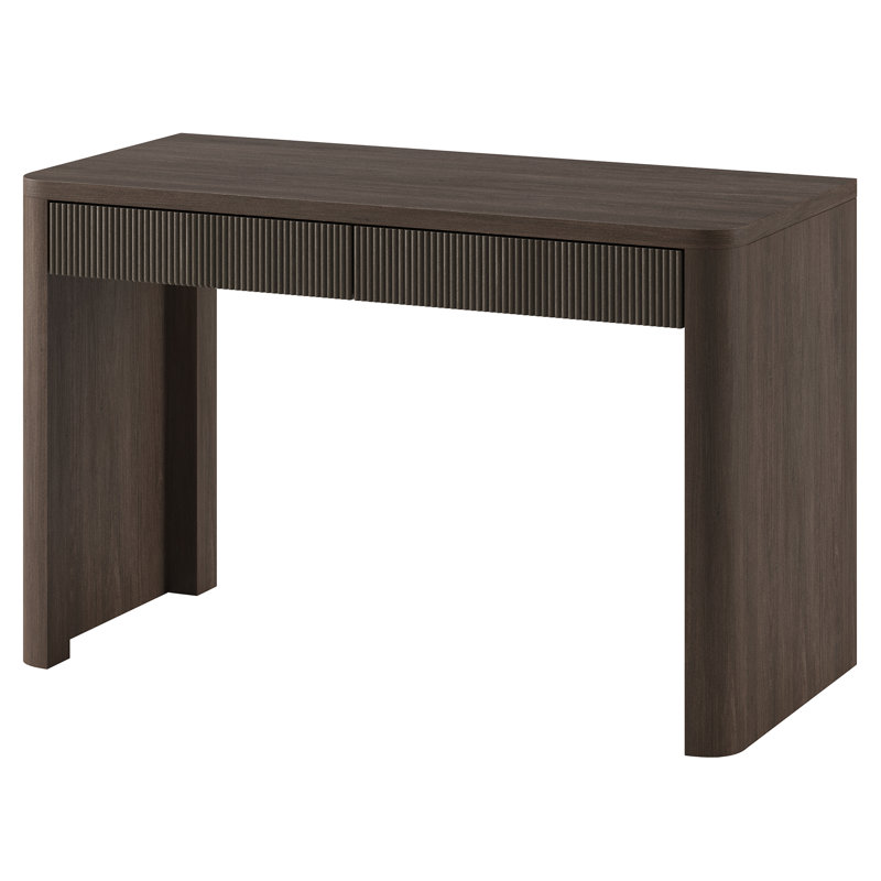 Bureau rectangulaire cannelé en chêne brun de 47,5 po de large Palmera, Chêne brun