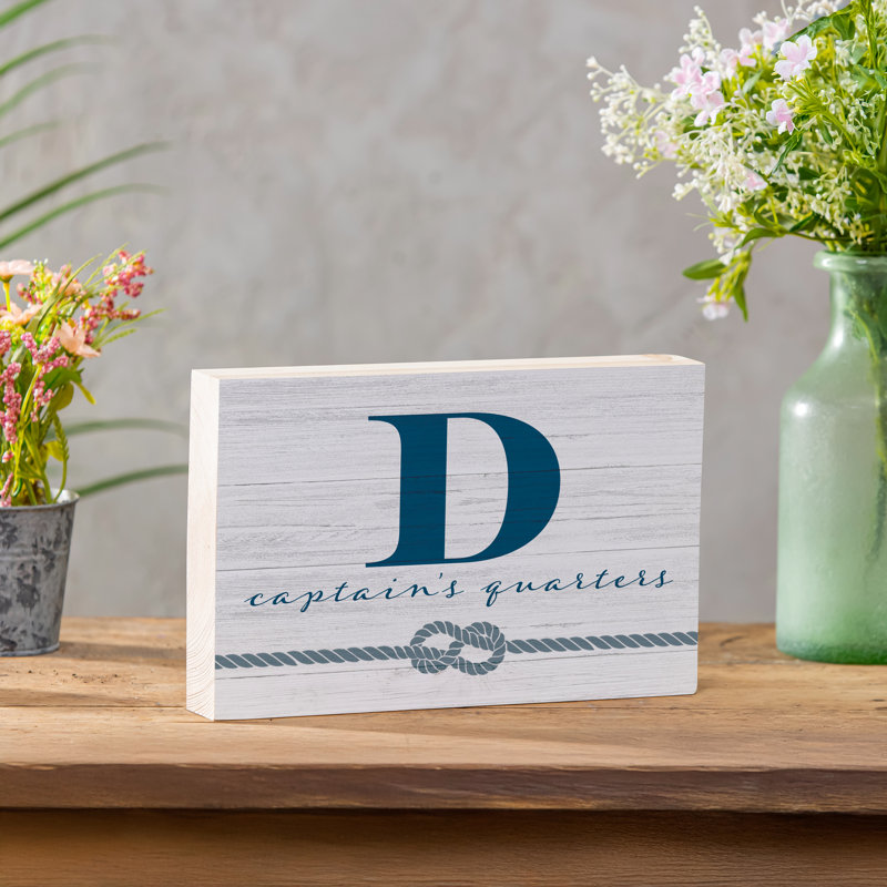 Coastal Wooden Plock Monogram Captain 12x8" D