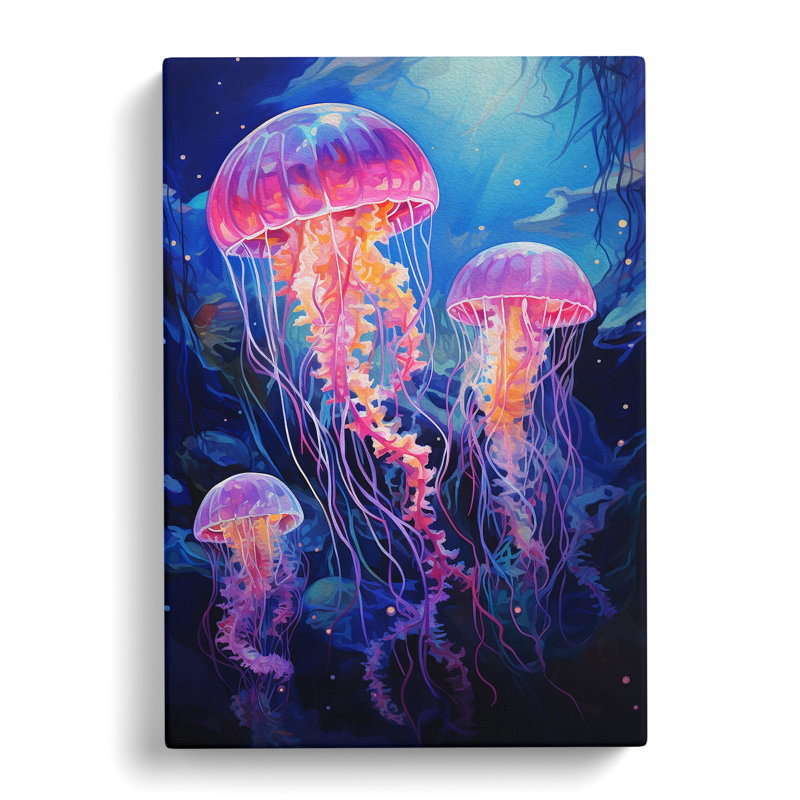 JellyFish Action Painting Art - Wrapped Canvas, 50cm H x 35cm W x 3cm D