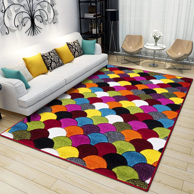 Nobles Looped/Hooked Black/Red/Pink Area Rug