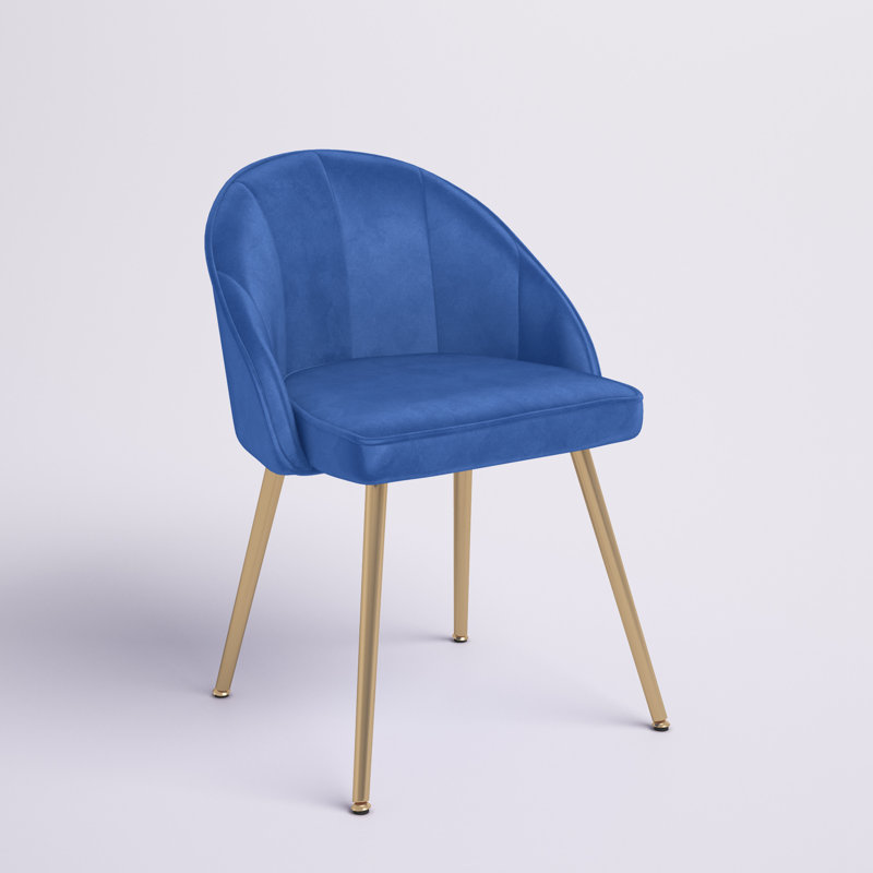 Chaise d'appoint rembourrée en velours Cohen, Bleu