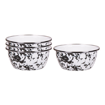 Set of 4 Black Swirl Salad Bowls
