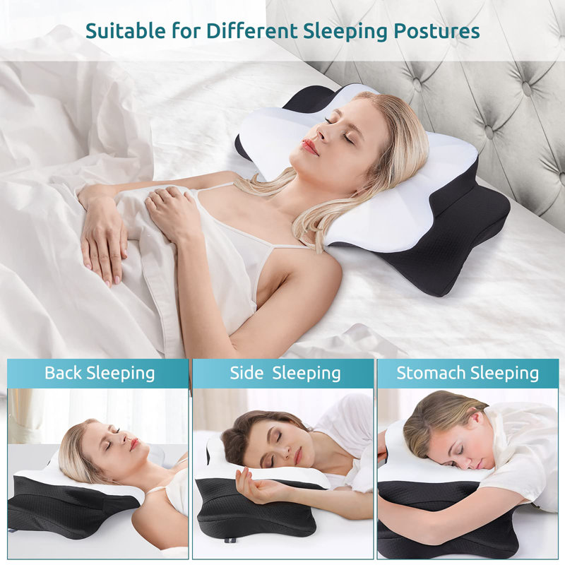 Cervical Pillow for Neck and Shoulder,Contour Memory Foam Pillow,Ergonomic Neck Support Pillow for Side Back Stomach Sleepers with Pillowcase