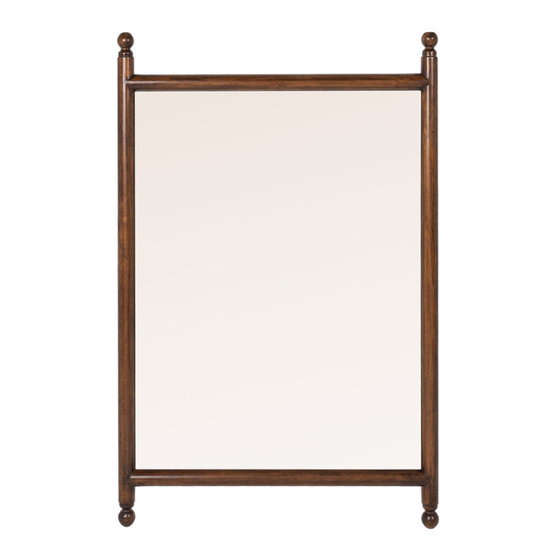 Miroir mural rectangulaire avec cadre en bois, 40 po x 25,5 po, Brun