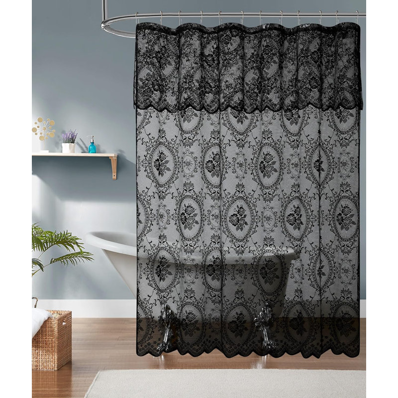 Rideau de douche Sharon Goth, Noir, H 72 po x l 72 po