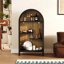 Étagère arquée autoportante à 4 niveaux à 4 niveaux, armoire de rangement asymétrique ouverte, étagère en bois pour hall d'entrée, salon, chambre à coucher, couloir-132959106
