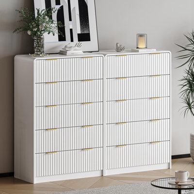 Commode à 5 tiroirs H 47,2 po, grande commode de rangement, organisateur de vêtements de garde-robe pour la chambre à coucher, le salon (ensemble de 2)
