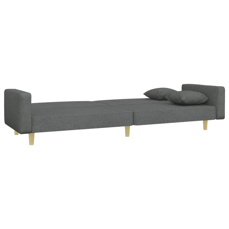 Canapé-lit 2 places avec tabouret Vidaxl, Tissu gris foncé