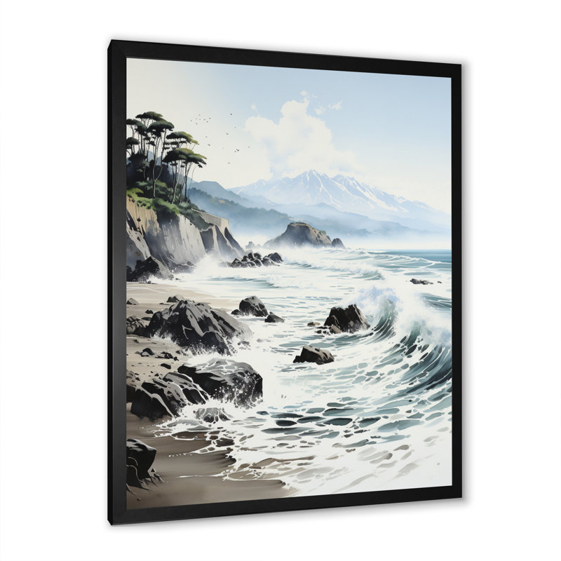 «Vanalstyne Beach Photo Mountain Majesty II», reproduction sur toile, H 40 po x l 30 po x P 1,5 po, Cadre photo noir
