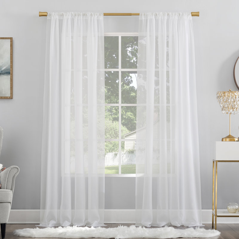 Panneau de rideau diaphane avec passe-tringle - Basics by Wayfair ™, Blanc, l 59 po x L 63 po
