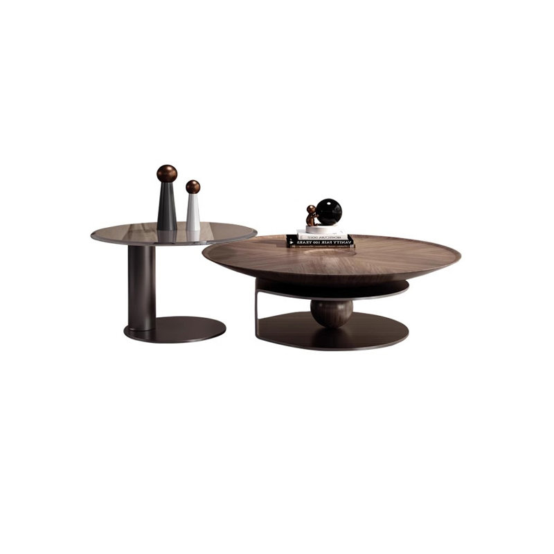 Modern Light Luxury Round Tea Table Combo, 16.14" H x 53.15" L x 31.5" W