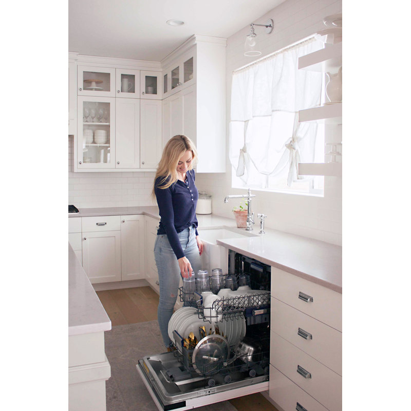 ZLINE Autograph Edition 24" Tallac Series 3rd Rack Top Control Built-In Tall Tub Dishwasher in Custom Panel Ready with Accent Handle, 51dBa