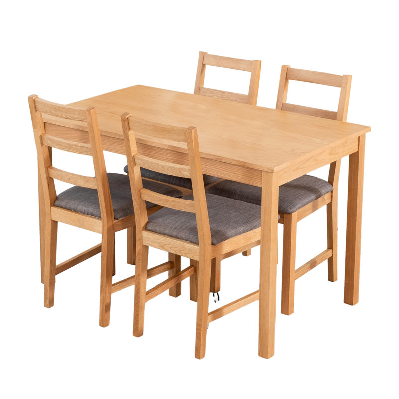 4 - Person Solid Oak Dining Set, Gray