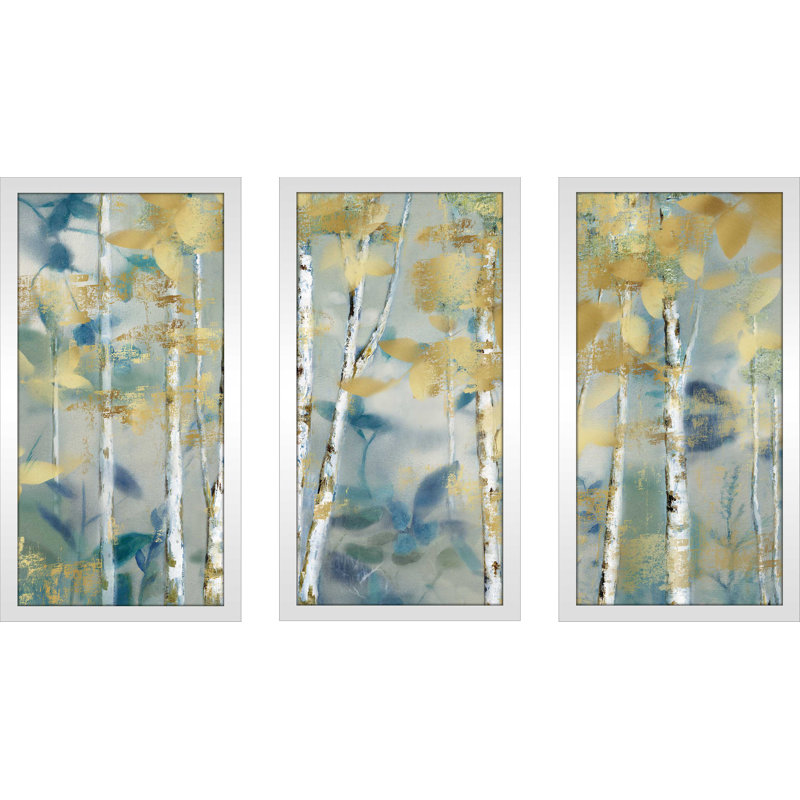 «Gilded Forest I» par Nan - cadre photo 3 pièces, impression multi-pièces, null