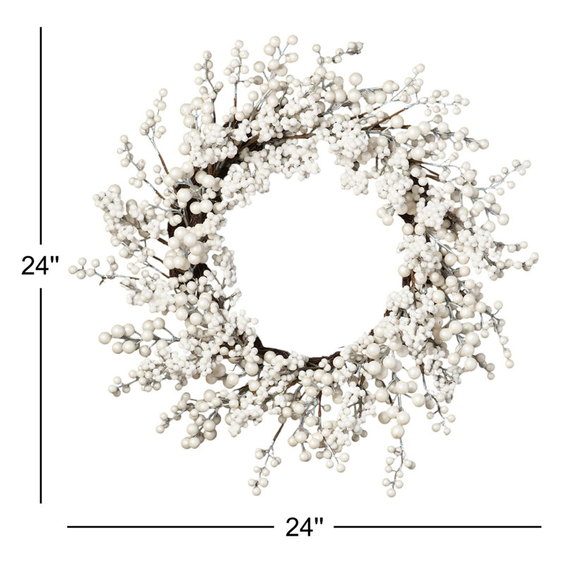 Waterproof Winter White Pearl Berry Christmas Holiday Front Door Wreath