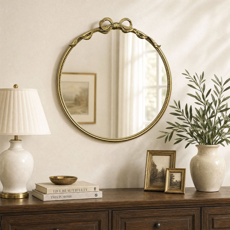 Miroir mural antique antique, 36" H x 34" W