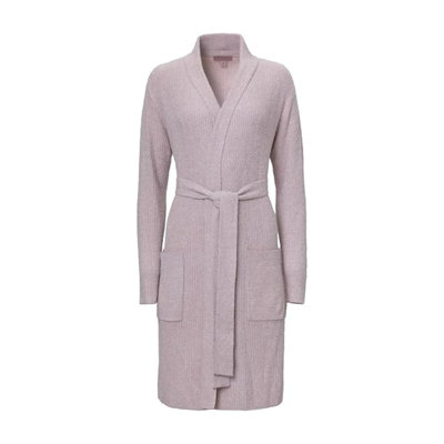 Barefoot Dreams CozyChic Lite Soft Ribbed Robe, Heathered Faded Rose/Pearl, L-XL