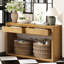 Console d'entrée en bois rustique avec tiroirs de rangement et tablette ouverte, parfaite pour les couloirs et les salons-1649311468