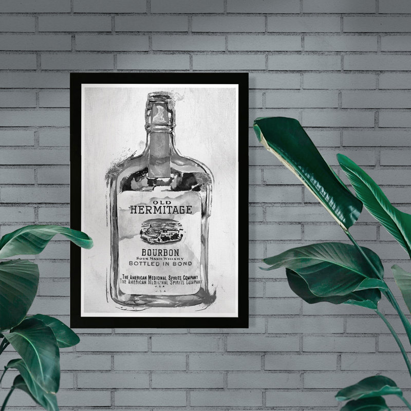 Bourbon Whiskey Night Silver par Oliver Gal - reproduction d'art sur papier, H 13 po x l 19 po x P 0,75 po, Cadre noir