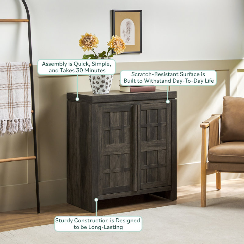 Bateson Modern Storage Accent Cabinet, Black Oak