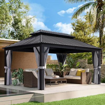 16 Ft. W X 12 Ft. D Patio Gazebo With Double Roof